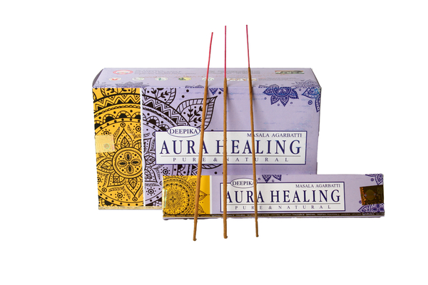 Благовоние пыльцовое "Aura Healing" (Deepika), 15 гр, 12 уп./коробке, Индия, (Б-03-11)