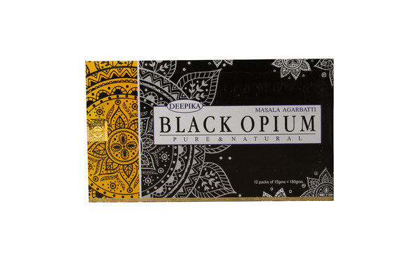 Благовоние пыльцовое Black Opium-Чёрный Мак /Опиум , (Deepika), 15 гр, 12 уп./коробке, Индия, (Б-03-09)
