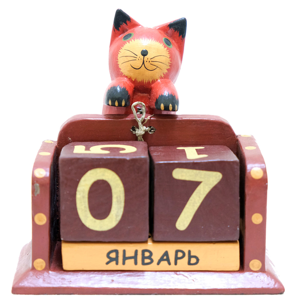 Календарь с висячим на веревочке котом, цвета в ассортименте (к-354)
