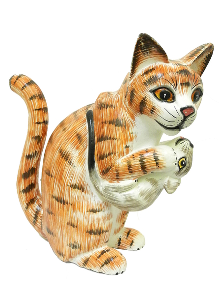 Кот поймал мышку и держит, 3 цвета (кн-90)