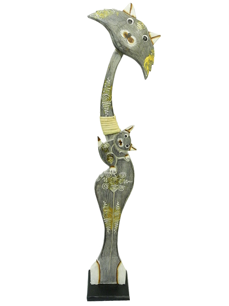 Кот плоский высокий с котенком, 3 цвета (к-150)