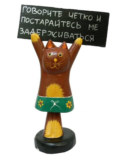 Кот, лягушка держат табличку над головой (лб-03)