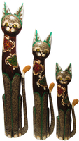 Кот коричневый с двумя черепахами из стекла ( к-944, к-945, к-946)