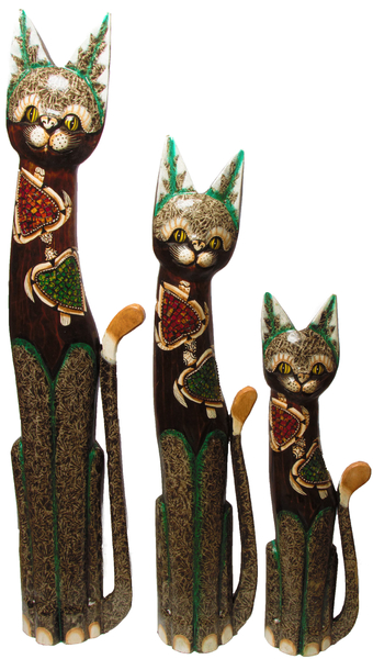 Кот коричневый с двумя черепахами из стекла ( к-944, к-945, к-946)