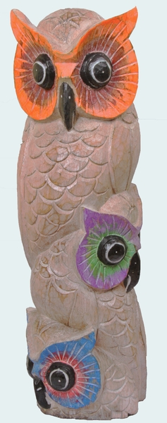Три совы одна на одной полуоборотом тотем ( с-251)