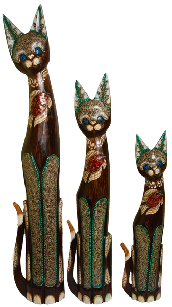 Кот коричневый с рыбой на гуди из стекла ( к-938,к-939,к-940)